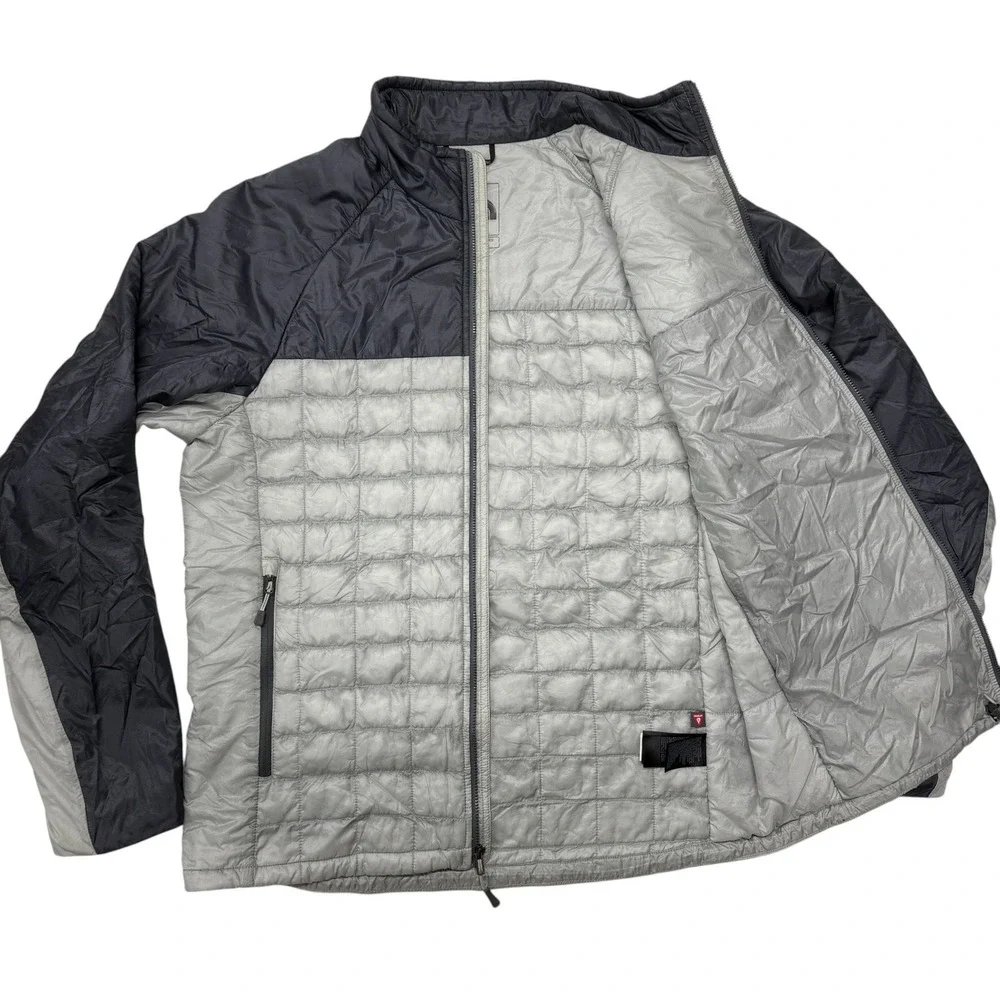 The North Face Thermoball Jacket Mens Medium Gray Black Full Zip Puffer C976 F14